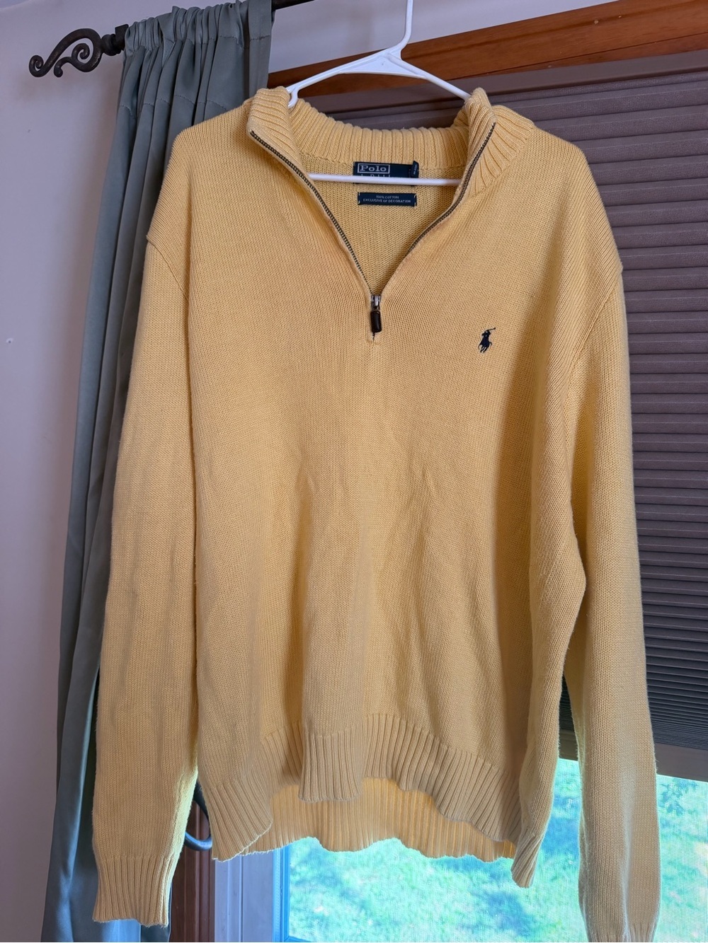 Polo by Ralph Lauren Pale Yellow Half-Zip Cotton Sweater